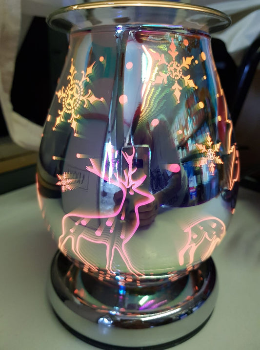 Wax Burner 3D Holographic  AR1389 Oval Reindeer Design , 16cm Brand New 2019 Design